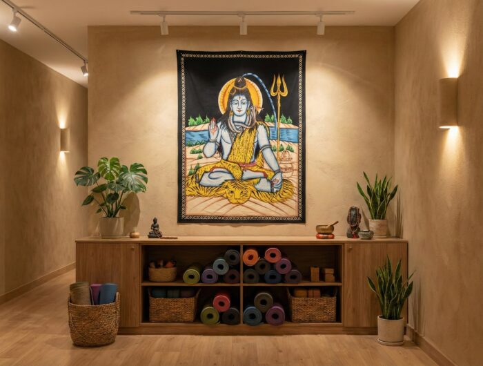 Painel de tecido Coleção Especial pintado à mão com Shiva 110cm