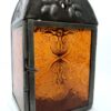 Luminária indiana à vela com vitral laranja e zinco 14cm
