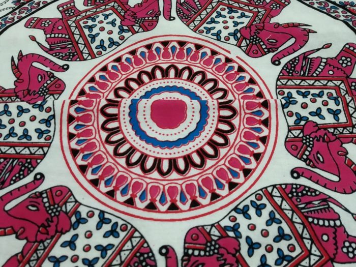 Capa de almofada indiana de algodão com mandala de elefantes