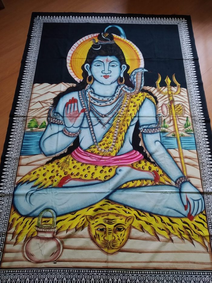 Painel Grande de tecido Coleção Especial pintado à mão com Shiva 170cm