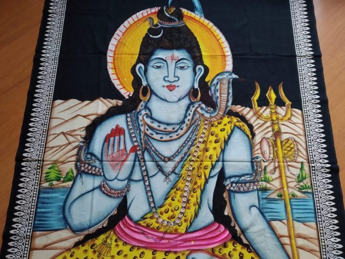 Painel Grande de tecido Coleção Especial pintado à mão com Shiva 170cm