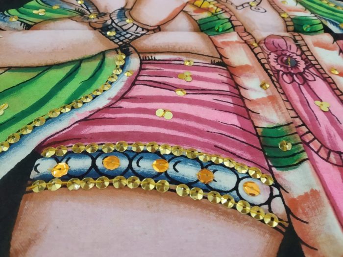 Painel de tecido Coleção Especial pintado à mão com Hanuman 85cm