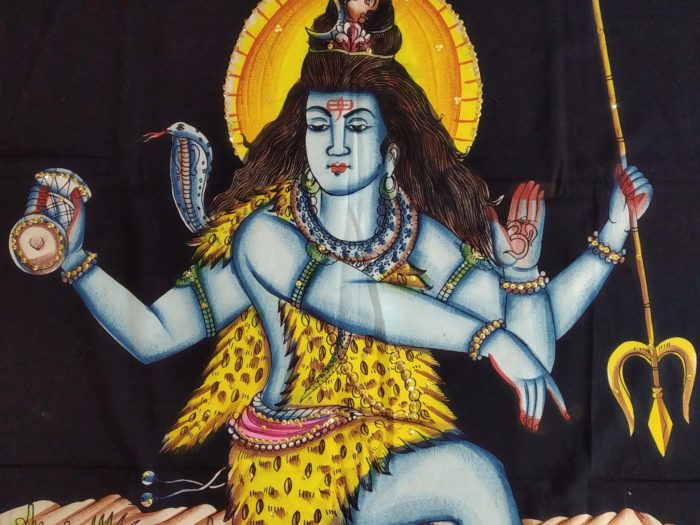 Painel de tecido Coleção Especial pintado à mão com Shiva Nataraja 110cm