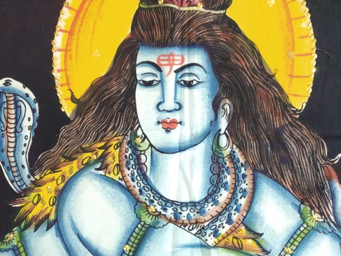Painel de tecido Coleção Especial pintado à mão com Shiva Nataraja 110cm