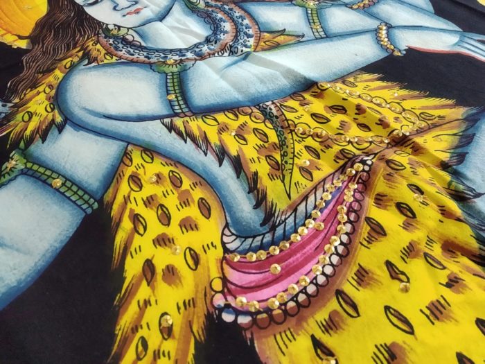 Painel de tecido Coleção Especial pintado à mão com Shiva Nataraja 110cm
