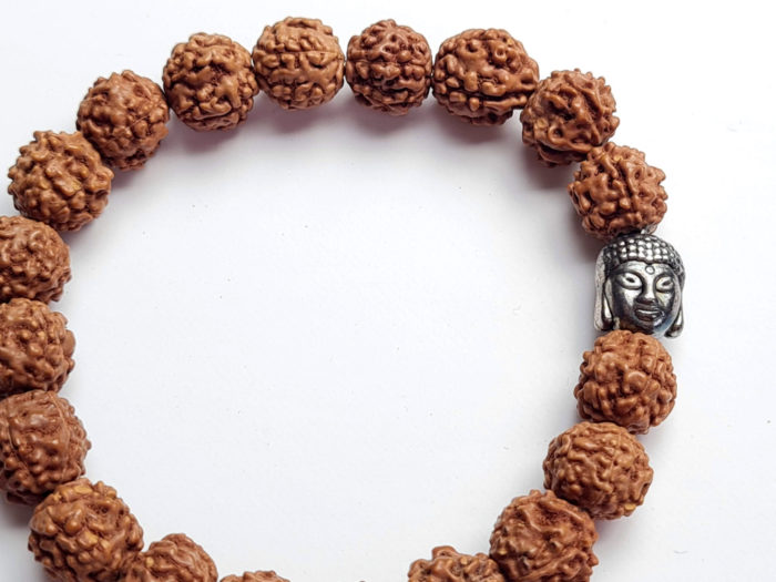 Pulseira de sementes de Rudraksha semente de 10mm com berloque Buda