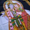 Painel grande clássico de deidade hindu Radha e Krishna e a vaca sagrada