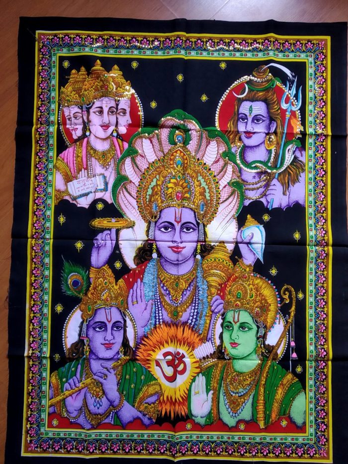 Painel grande clássico com 5 deuses hindus