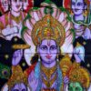 Painel grande clássico com 5 deuses hindus