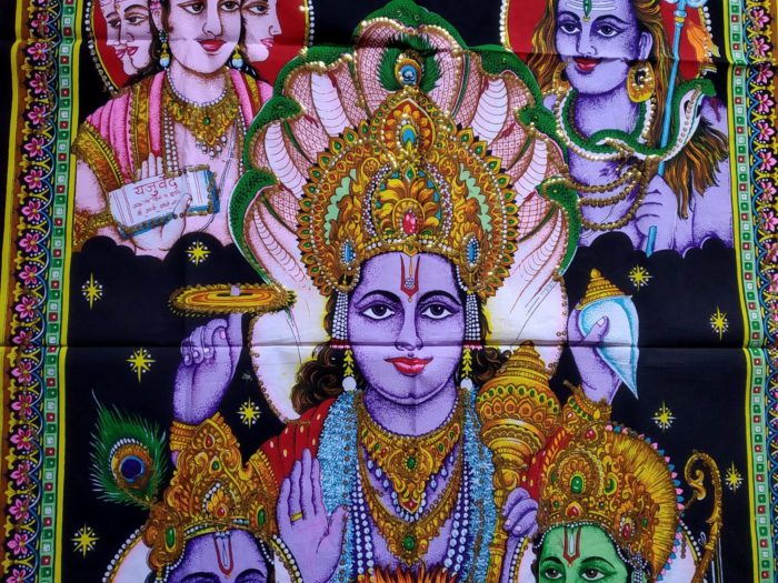 Painel grande clássico com 5 deuses hindus