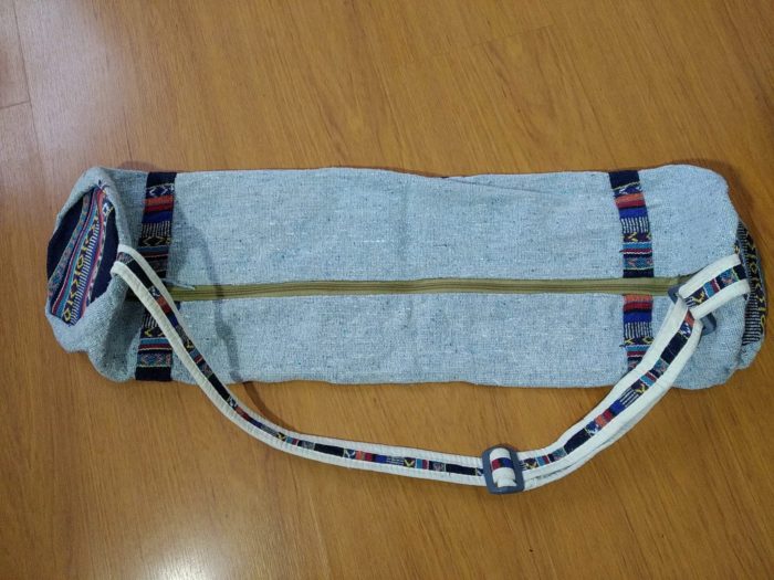 Porta mat indiano para tapete de Yoga 100% Hemp fibra natural Azul