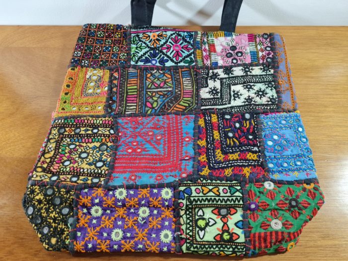 Bolsa Tote indiana bordada Boho Chic dupla face