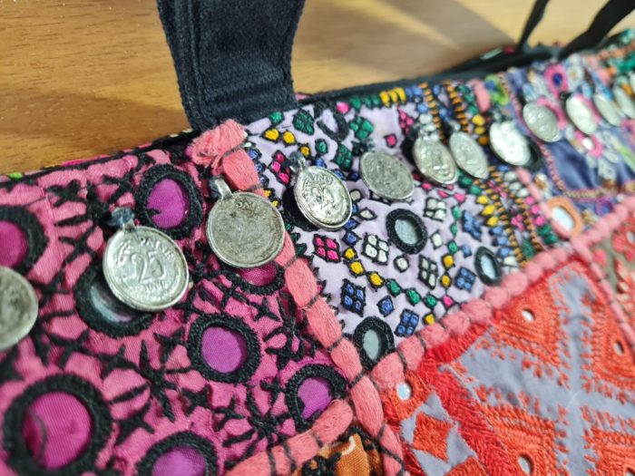 Bolsa Tote indiana bordada Boho Chic dupla face