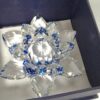 Flor de Lótus em Cristal de Vidro 13 cm cor azul