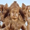 Estátua indiana rara de Lakshmi esculpida em madeira 20cm