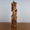 Estátua indiana rara de Lakshmi esculpida em madeira 20cm