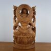 Estátua indiana rara de Lakshmi esculpida em madeira 20cm