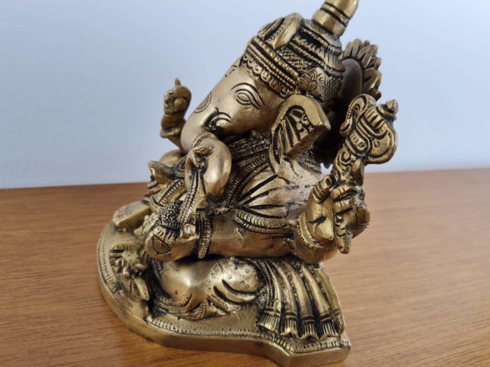 Estátua do Deus Ganesha em bronze com 16 cm