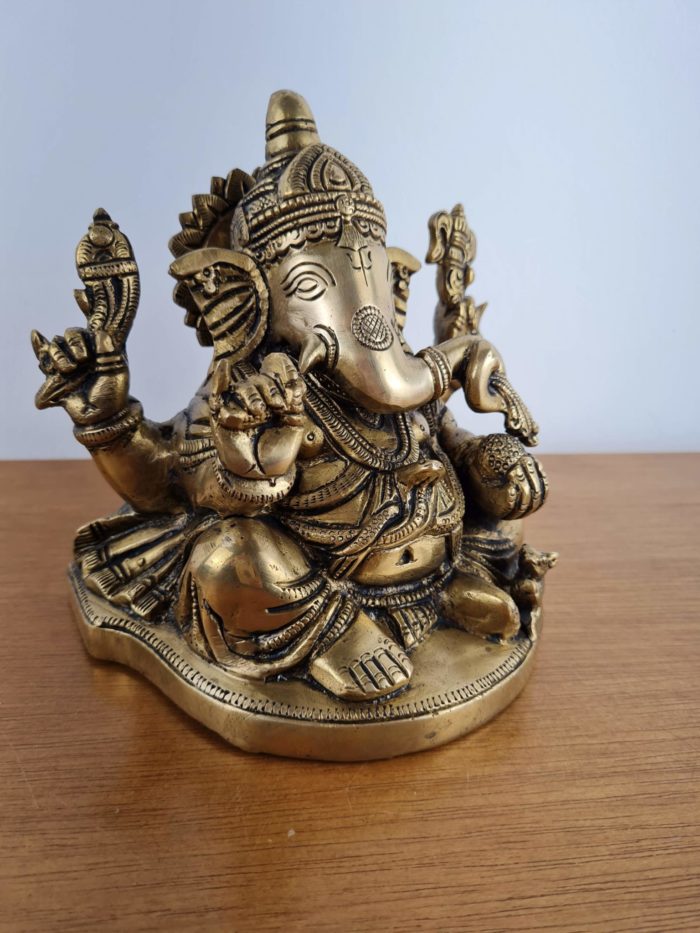 Estátua do Deus Ganesha em bronze com 16 cm