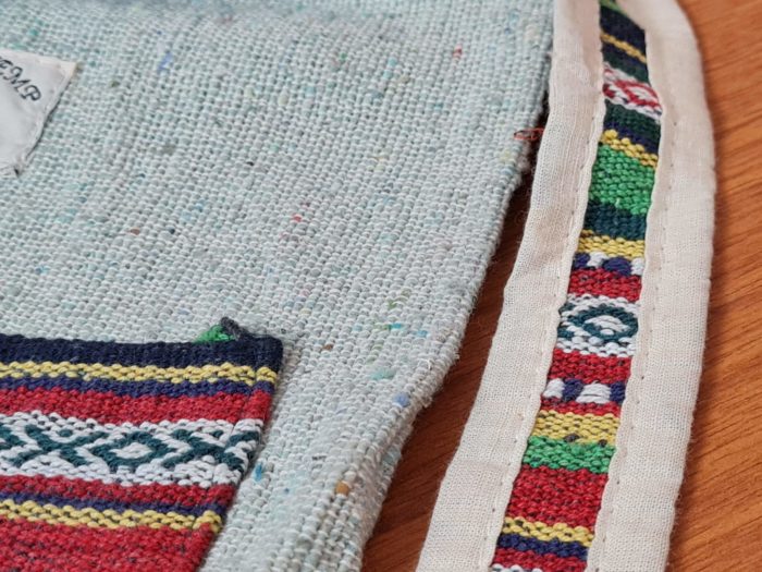 Porta mat indiano para tapete de Yoga 100% Hemp fibra natural azul II