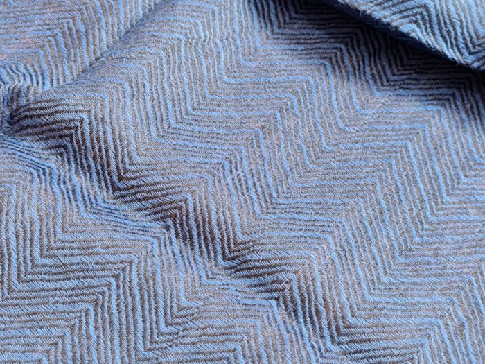 Pashimina indiana de cashmere azul com estampa geométrica