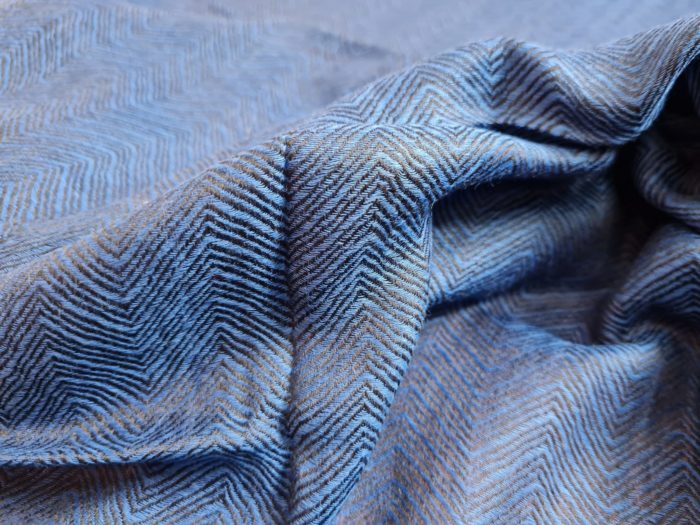 Pashimina indiana de cashmere azul com estampa geométrica