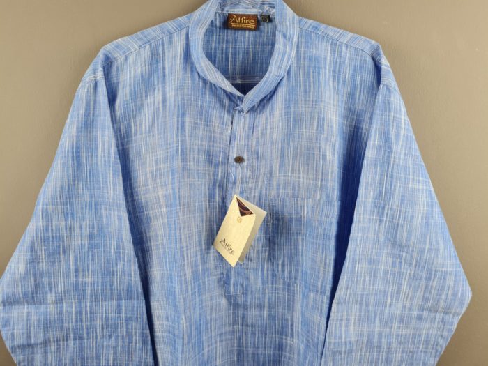 Kurta de algodão (bata masculina longa) azul