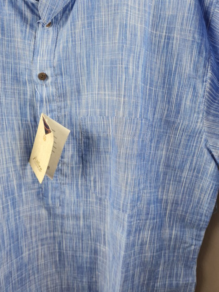 Kurta de algodão (bata masculina longa) azul