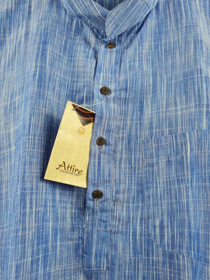 Kurta de algodão (bata masculina longa) azul