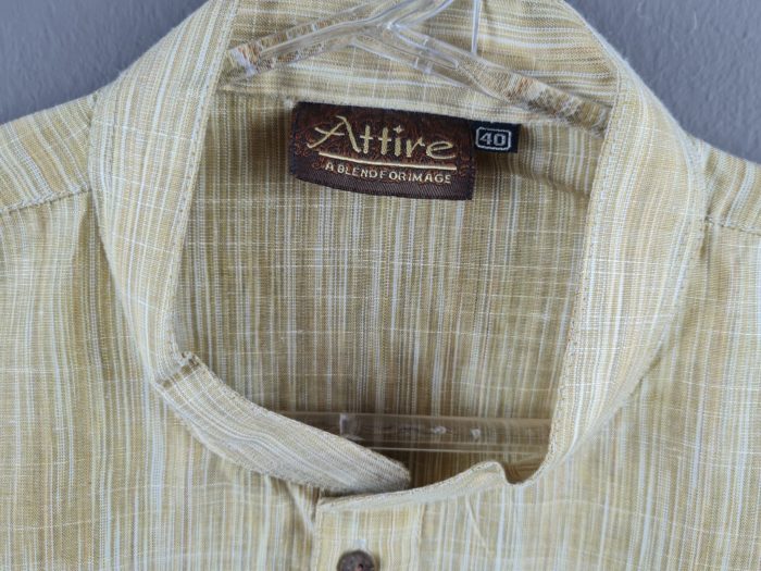 Kurta de algodão (bata masculina longa) mostarda claro