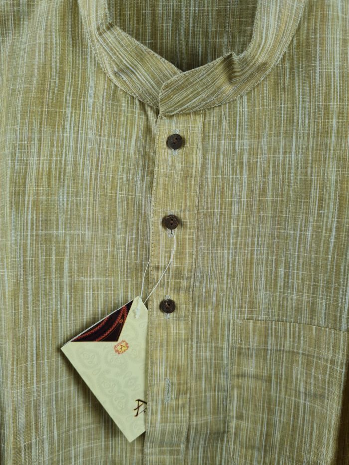 Kurta de algodão (bata masculina longa) mostarda claro