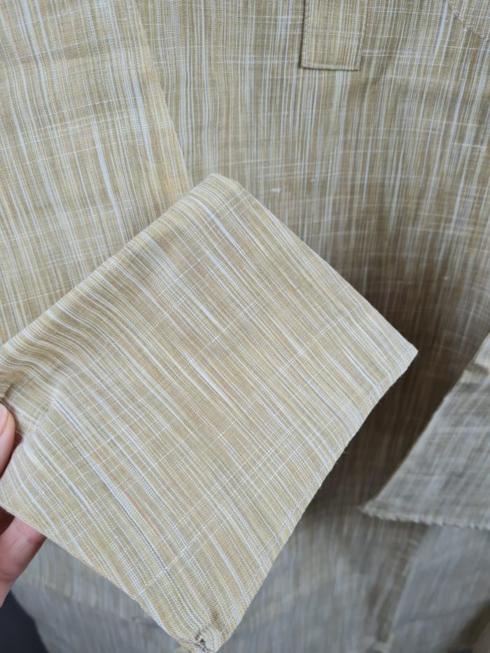 Kurta de algodão (bata masculina longa) mostarda claro