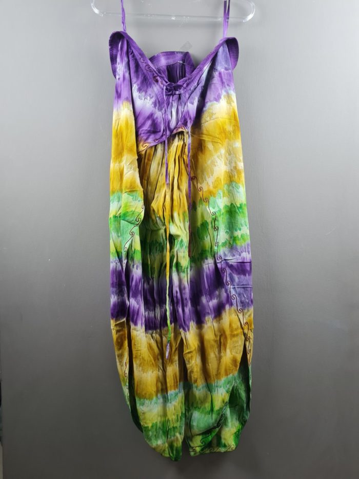 Calça indiana feminina com técnica Tie Dye tricolor