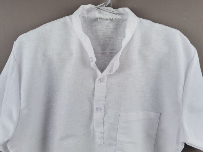 Bata indiana masculina de algodão branco