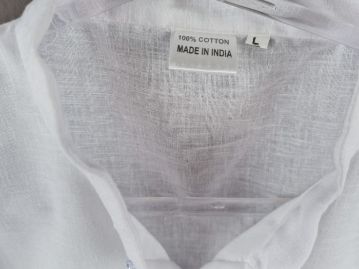 Bata indiana masculina de algodão branco