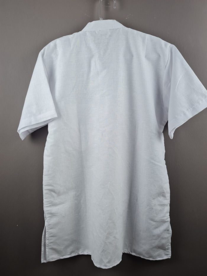 Bata indiana masculina de algodão branco