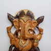 Estatueta de Ganesha esculpida em madeira bicolor 15cm