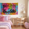Pano indiano colorido com fadas para decoracao de quarto de menina