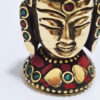 Mini busto Cabeça de Buda em metal com embutimento de pedras naturais