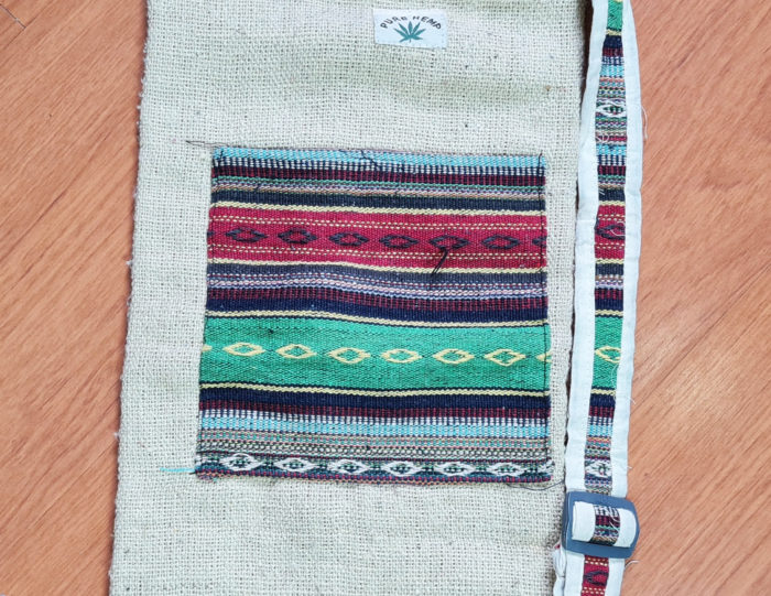 Porta mat indiano para tapete de Yoga 100% Hemp fibra natural azul III