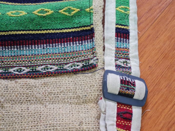 Porta mat indiano para tapete de Yoga 100% Hemp fibra natural azul III