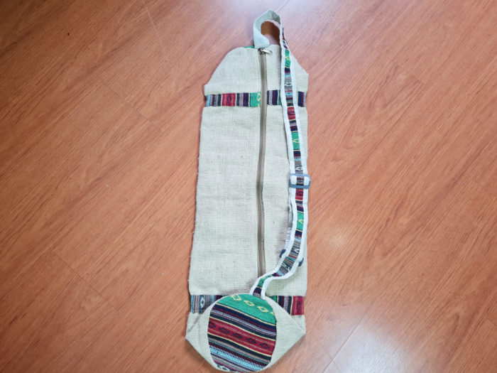Porta mat indiano para tapete de Yoga 100% Hemp fibra natural azul III