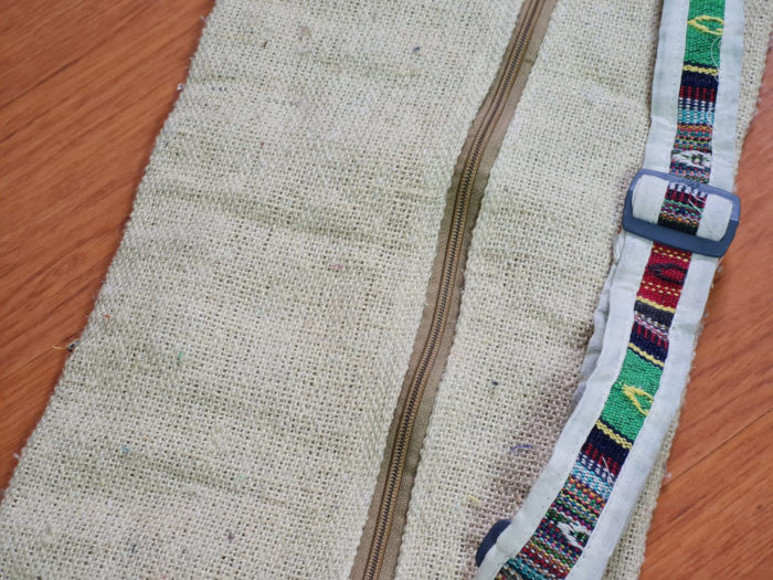 Porta mat indiano para tapete de Yoga 100% Hemp fibra natural azul III