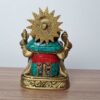 Estátua de Ganesha em bronze com pedras naturais embutidas 12cm