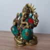 Estátua de Ganesha em bronze com pedras naturais embutidas 12cm