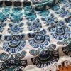 Canga indiana grande redonda mandala com franjas azul e verde