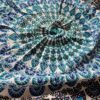 Canga indiana grande redonda mandala com franjas azul e verde
