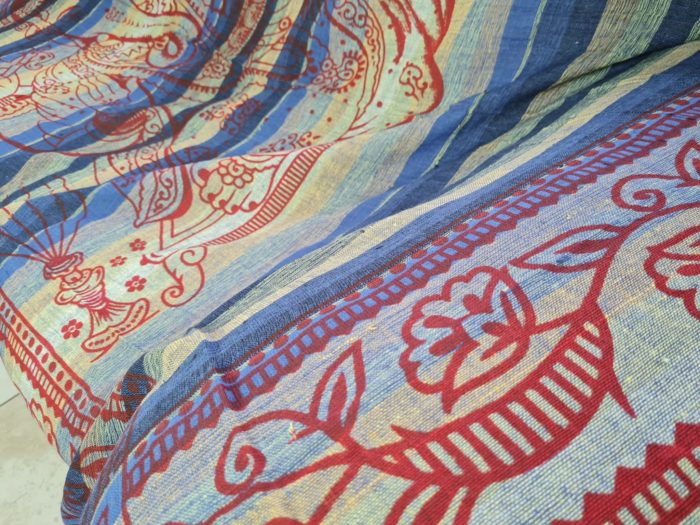 Panô indiano algodão estampa de Ganesha (215 cm x 140 cm) tons azuis