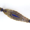 Incensário folha de metal dourado de Ganesha com pedras naturais Lápis Lazuli