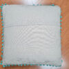 20210531_174452 Almofada indiana quadrada bordada com pompons ao redor 40x40cm verde